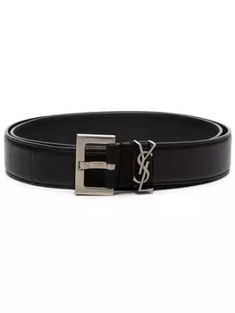 Saint Laurent ремень с монограммой, черный