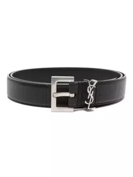 Saint Laurent ремень с пряжкой-логотипом YSL, черный