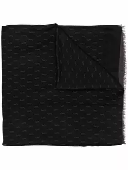 Saint Laurent шарф тонкой вязки с монограммой, черный