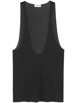 Saint Laurent шелковый топ Cassandre, черный