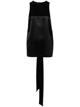 Saint Laurent шелковый топ с бантом, черный