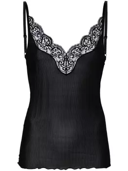 Saint Laurent шелковый топ со шнуровкой, черный