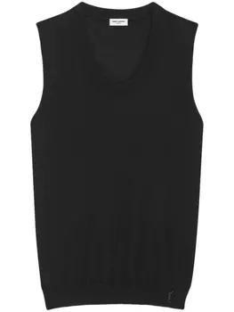 Saint Laurent шерстяной топ Cassandre, черный