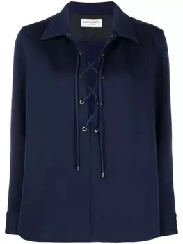 Saint Laurent шерстяной топ со шнуровкой, синий