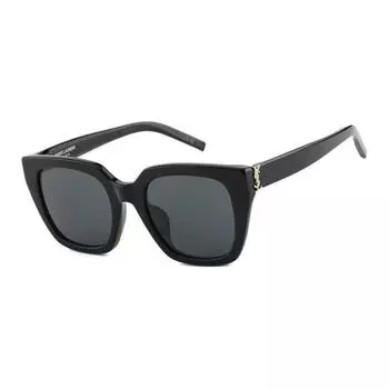 SAINT LAURENT Солнцезащитные очки женские квадратные с пластиной и металлом, черные