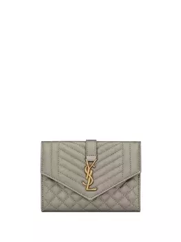 Saint Laurent стеганый кошелек Cassandre, серый