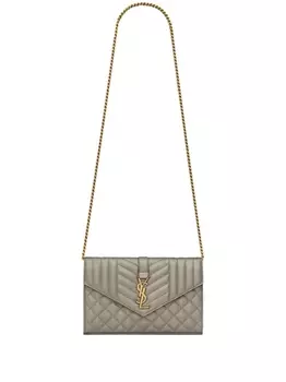 Saint Laurent стеганый кошелек-конверт, серый