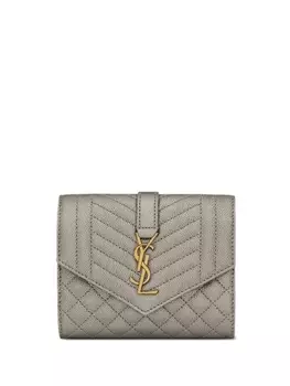 Saint Laurent стеганый кошелек-конверт, серый