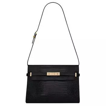 SAINT LAURENT Сумка через плечо MANHATTAN из телячьей кожи, среднего размера, женская, черного цвета