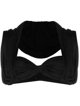 Saint Laurent укороченный топ со сборками, черный