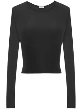 Saint Laurent укороченный топ в рубчик, черный