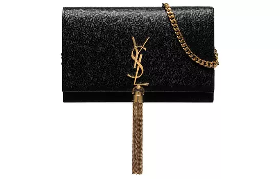 Сумка-мессенджер женская Saint Laurent KATE с кисточкой из цепочек, золотой