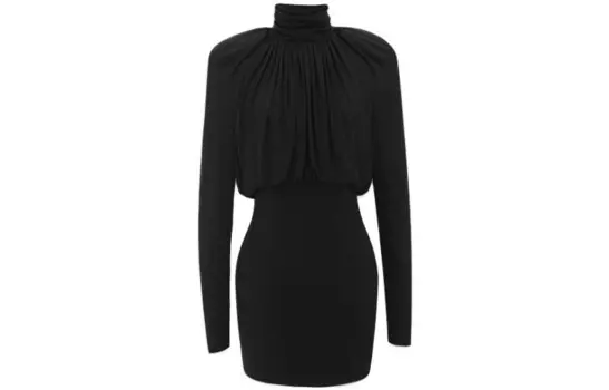 SAINT LAURENT Женское платье с длинными рукавами, цвет Black