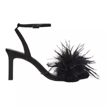 Сандалии Bershka High Heel With Feathers, черный