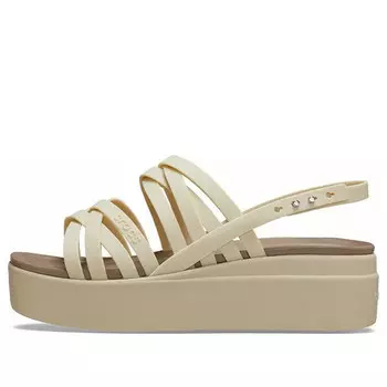 Сандалии brooklyn strappy low wedge 'bone' Crocs, бежевый