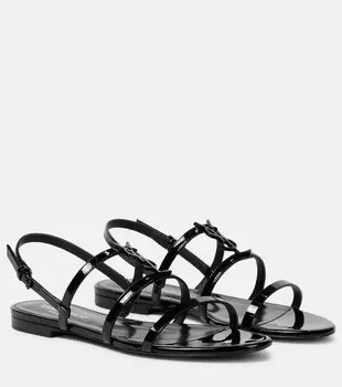 Сандалии Cassandra из лакированной кожи Saint Laurent, черный