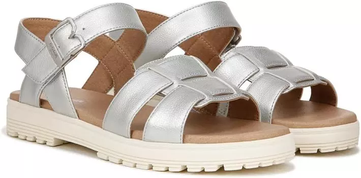 Сандалии Dr. Scholl's Take Five Flat Sandal, цвет Metallic Silver