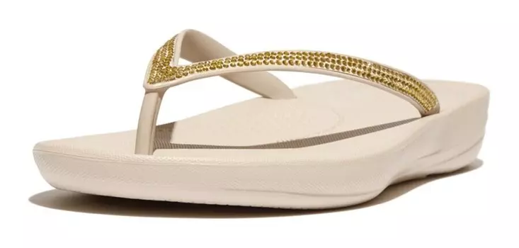 Сандалии FitFlop T-Bar Sandals, бежевый/золотой