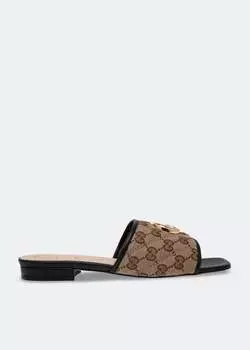 Сандалии GUCCI GG matelass canvas slide sandals, бежевый