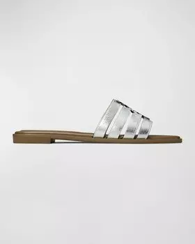 Сандалии Ines Cage Tory Burch, цвет Silver / Wild Mushroom