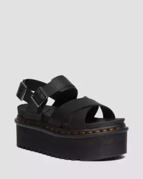 Сандалии на платформе с кожаным ремешком Dr. Martens Voss II Athena, цвет Black — Athena