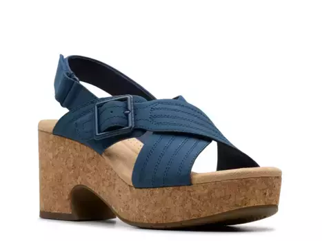 Сандалии Nerisa West на платформе Clarks, Navy Nubuck