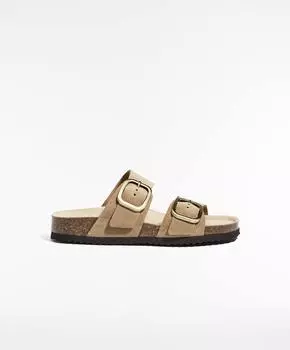 Сандалии Oysho Buckle Split Leather, бежевый