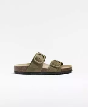 Сандалии Oysho Buckle Split Leather, бежевый