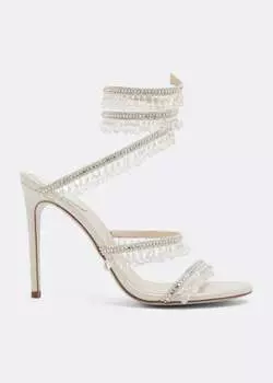 Сандалии REN CAOVILLA Cleo crystal-embellished sandals, серый
