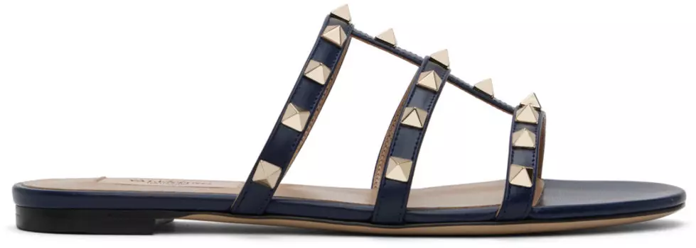 Сандалии Rockstud Flat Navy Valentino Garavani