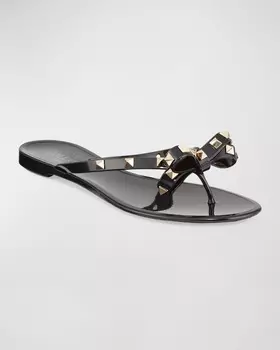 Сандалии Rockstud из ПВХ на плоской подошве Valentino Garavani