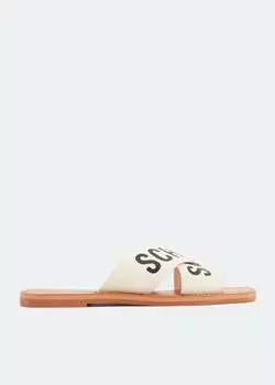 Сандалии SCHUTZ Logo flat sandals, бежевый