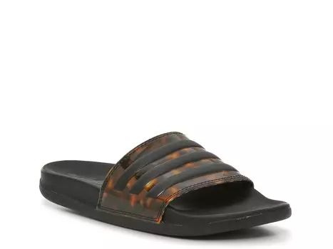 Сандалии женские Adidas Adilette Comfort с леопардовым принтом, черный