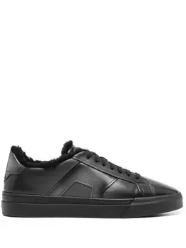Santoni кожаные кроссовки, черный