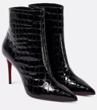 Сапоги-ботфорты So Kate 85 с эффектом крокодиловой кожи Christian Louboutin, черный