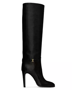 Сапоги Diane из зерненой кожи Saint Laurent, цвет Black