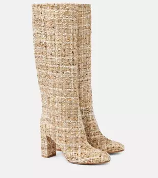 Сапоги до колена из букле Gianvito Rossi, цвет nude