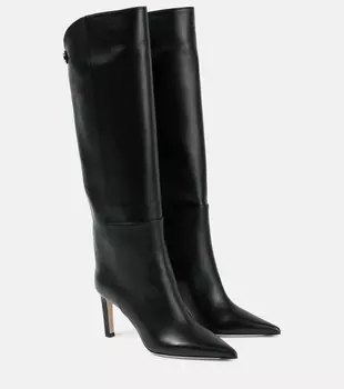 Сапоги кожаные Alizze 85 до колена Jimmy Choo, черный