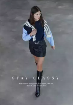Сапоги на каблуке Stradivarius, черный