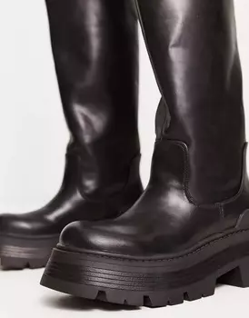 Сапоги Pull&Bear platform knee high, черный