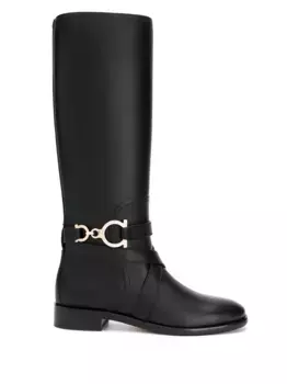 Сапоги с декором Gancini Ferragamo, черный