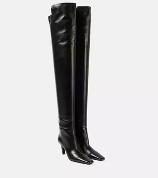 Сапоги выше колена из кожи Jill 75 Saint Laurent, черный