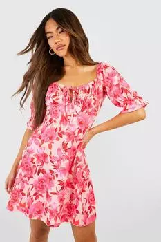 Сарафан с цветочными рукавами Boohoo, розовый