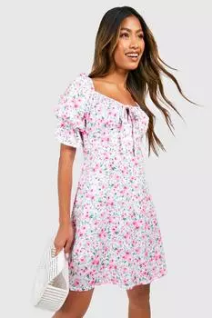 Сарафан с рукавами ditsy Boohoo, розовый
