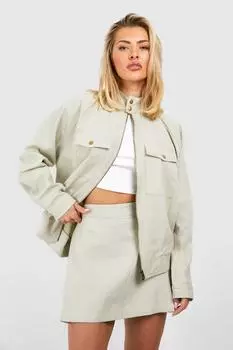 Саржевая куртка-бомбер карго boohoo, бежевый