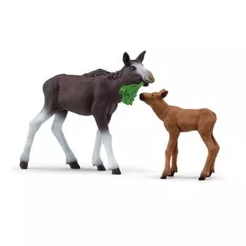 Schleich, Коллекционная статуэтка, Лось с теленком