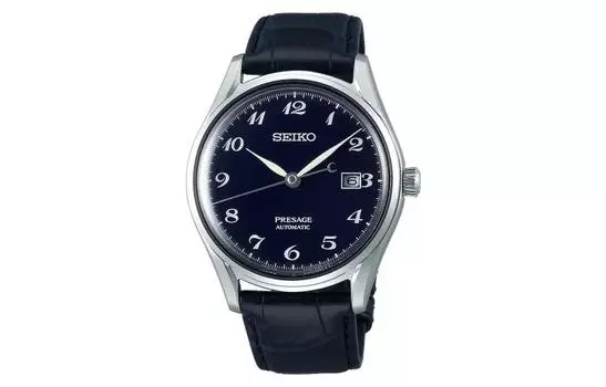 SEIKO Часы Presage с автоматическим механизмом, ремешком из крокодиловой кожи, мужские, синие, SJE077J1