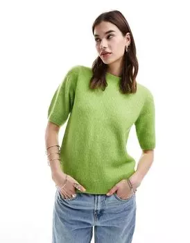 Selected — Lolina — Зеленый вязаный свитер с короткими рукавами