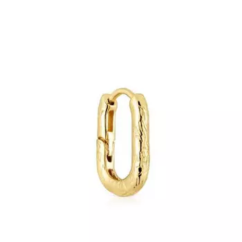 Серьга-кольцо одинарная Tous Basics Textured, 10 мм, золото