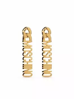 Серьга-подвеска с логотипом Moschino, золотой